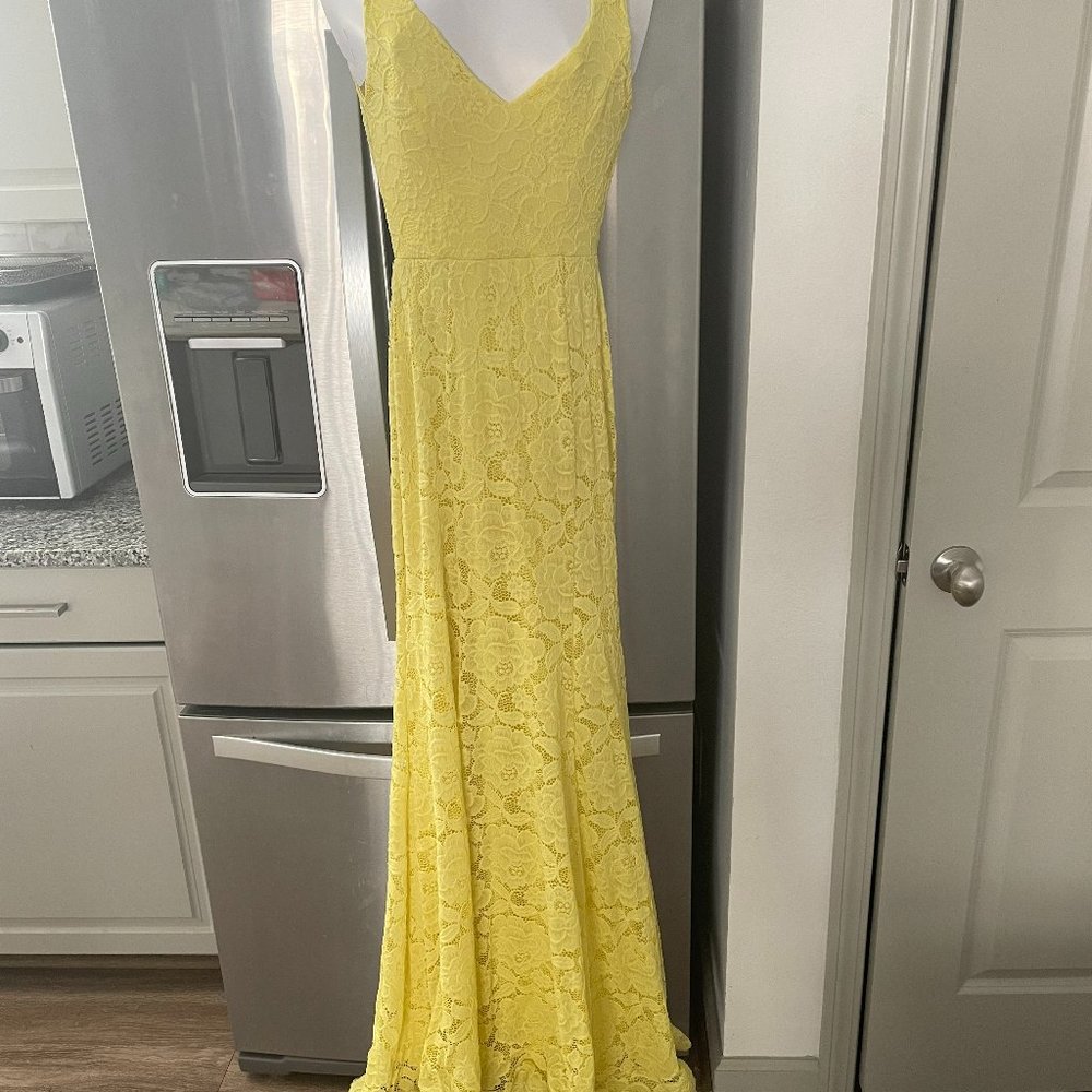 Long Yellow Lace Dress